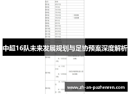 中超16队未来发展规划与足协预案深度解析